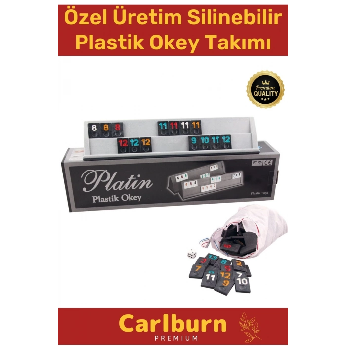 Premium Antibakteriyel Kir Tutmayan Çizilmeye Dayanıklı Silinebilir Platin Plastik Okey Takımı
