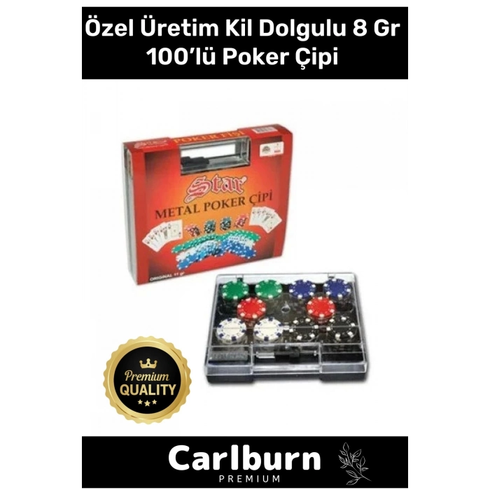 Premium Kil Dolgulu 8 Gr Texas Holdem Casino Kutulu Kırmızı Siyah Mavi Yeşil Beyaz Poker Çipi 100’lü