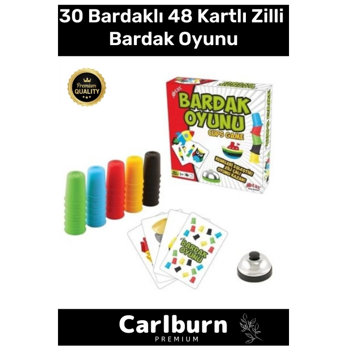 Premium Eğlenceli Özel Gün Renkli Büyük Karton Bira Kupası 30 Bardaklı 48 Kartlı Zilli Oyun Bardağı