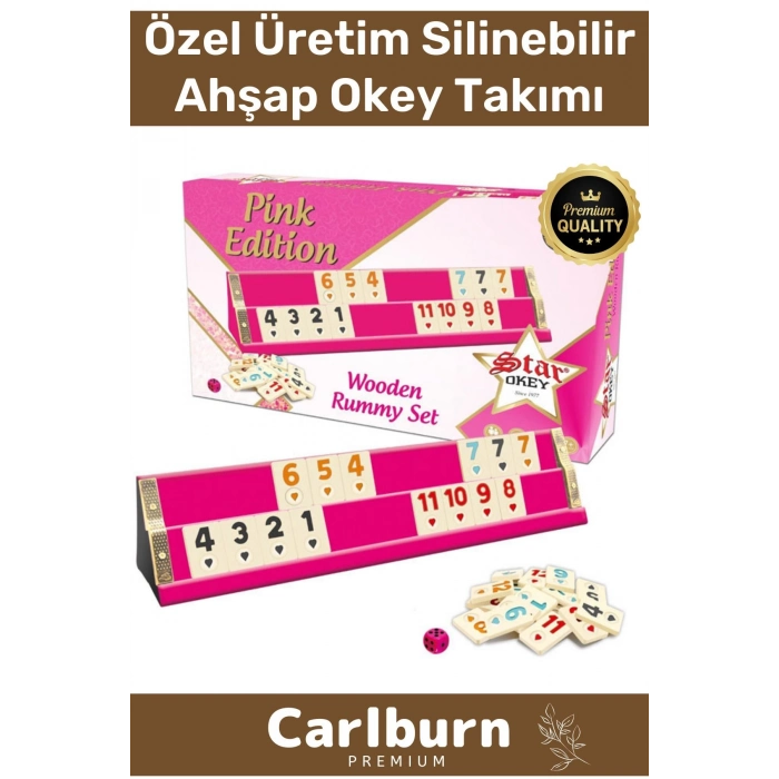 Premium Antibakteriyel Kir Tutmayan Çizilmeye Dayanıklı Silinebilir Pembe Ahşap Ev Kafe Okey Takımı