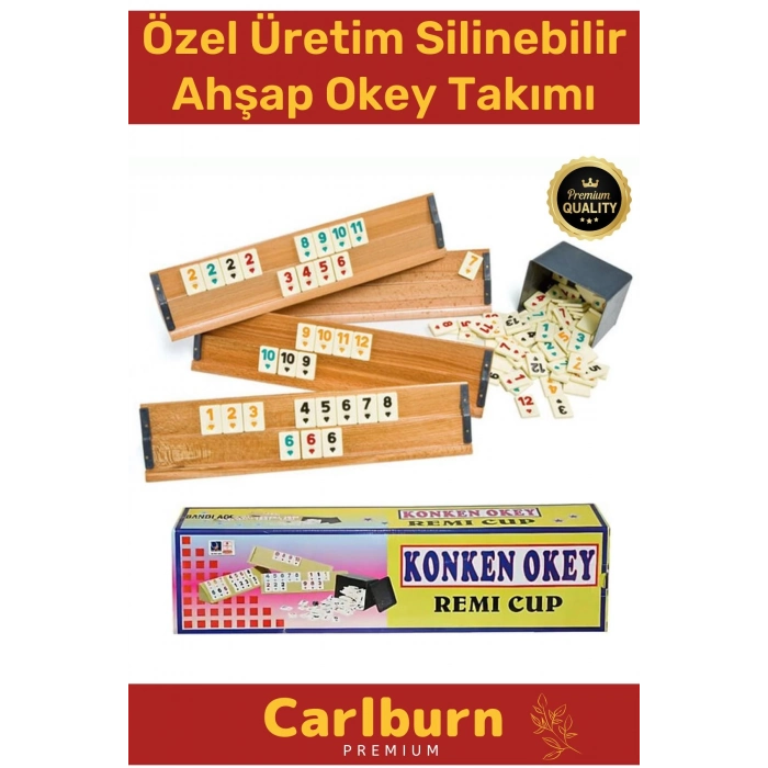 Premium Antibakteriyel Kir Tutmayan Çizilmeye Dayanıklı Silinebilir Konken Ahşap Okey Takımı