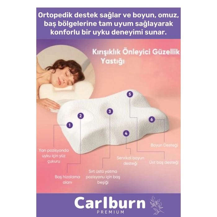 Premium Yüzdeki Baskıyı Azaltır Rahat Uyuma Sağlar Kırışıklık Önleyici Ortopedik Güzellik Yastığı