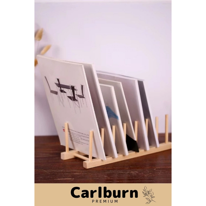 Özel Üretim Plak Mutfak Tabak Kitap Dergi Dosya Bambu Çok Amaçlı Düzenleyici 8 Gözlü Stand