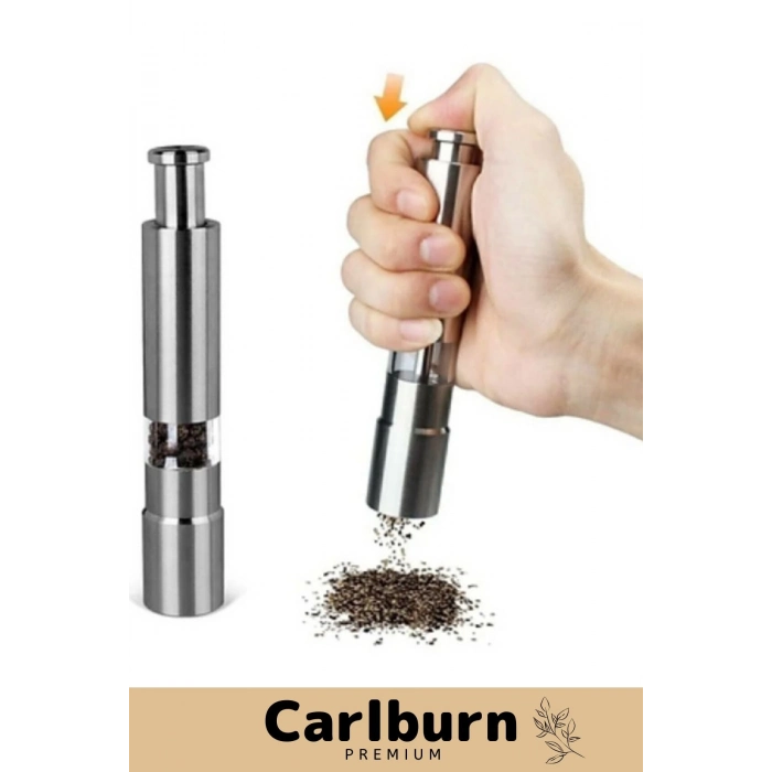 Premium Paslanmaz Çelik Tuz Biber Mutfak Otel Kafe Tohum Otomatik Basmalı Pilli Baharat Öğütücü