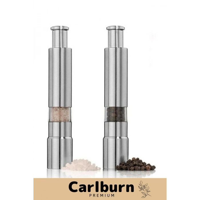 Premium Paslanmaz Çelik Tuz Biber Mutfak Otel Kafe Tohum Otomatik Basmalı Pilli Baharat Öğütücü