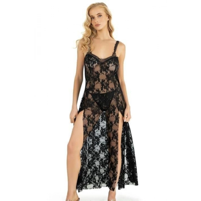 Özel Üretim İç Gösteren Dantelli Erotik Seksi Fantezi Kadın Şık Rahat Askılı Kısa Tül Gecelik