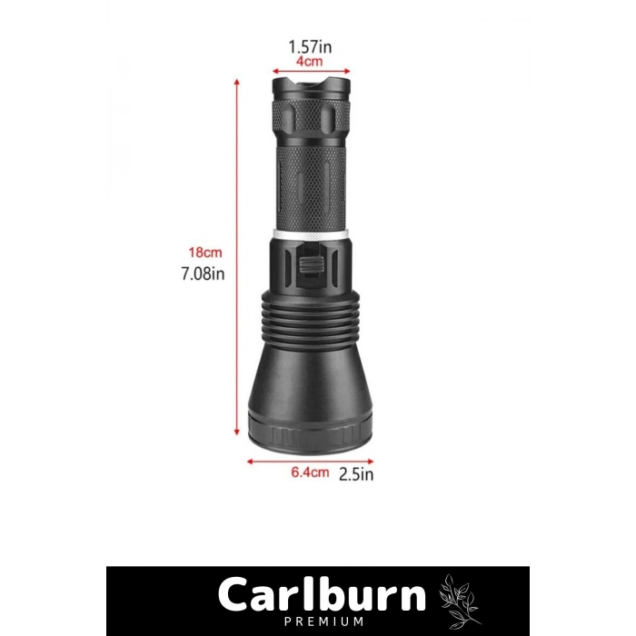 Premium 750m Mesafeli Beyaz Aydınlatma 1200 Lümen Profesyonel Şarjlı El Feneri