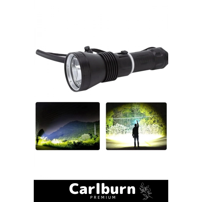 Premium 750m Mesafeli Beyaz Aydınlatma 1200 Lümen Profesyonel Şarjlı El Feneri