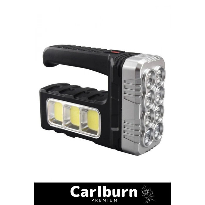 Premium 3 Modlu 150 Metre Mesafeli Işık Usb Şarjlı Solar Panelli Ledli El Fener Aydınlatma