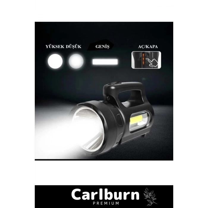 Premium 3 Modlu Beyaz Aydınlatma Işık 250 Metre Mesafeli 1200mAh Pil 900 Lümen Ultra Güçlü El Feneri