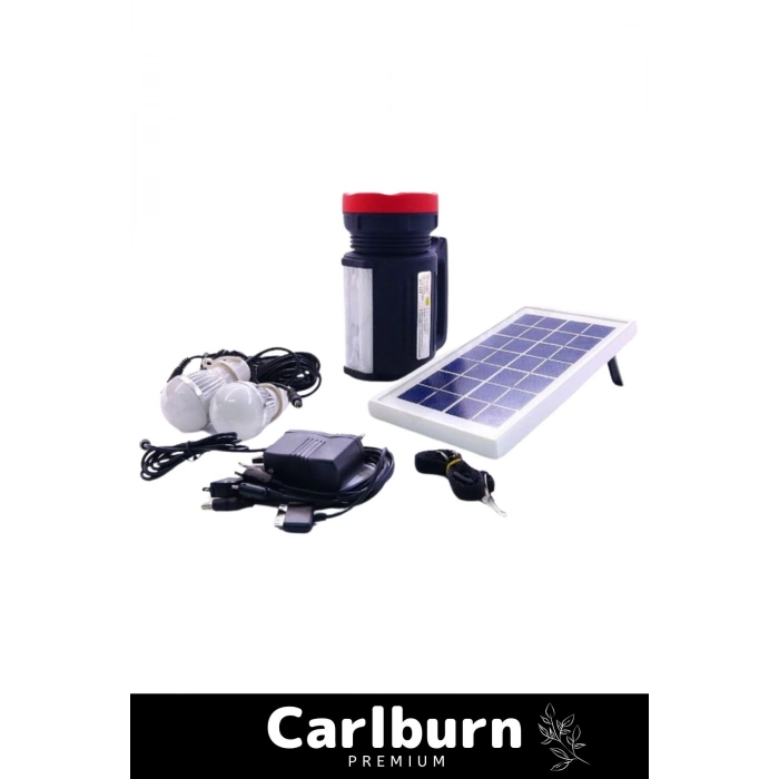 Premium Beyaz Aydınlatmalı Telefon Şarj Edilen Solar Güneş Enerji Fener Işıldak 2 Florasan Led Ampül