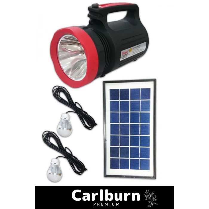 Premium Beyaz Aydınlatmalı Telefon Şarj Edilen Solar Güneş Enerji Fener Işıldak 2 Florasan Led Ampül