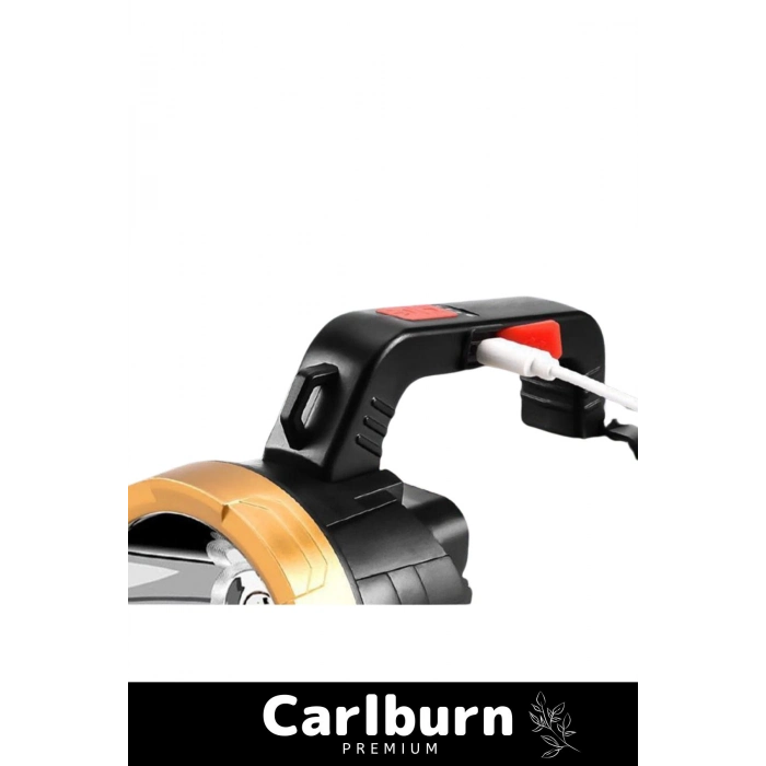 Premium Beyaz Aydınlatmalı 150 Metre Mesafeli 1200 mAh Pil 6 Mod Şarjlı EL Feneri Projektör Tipi