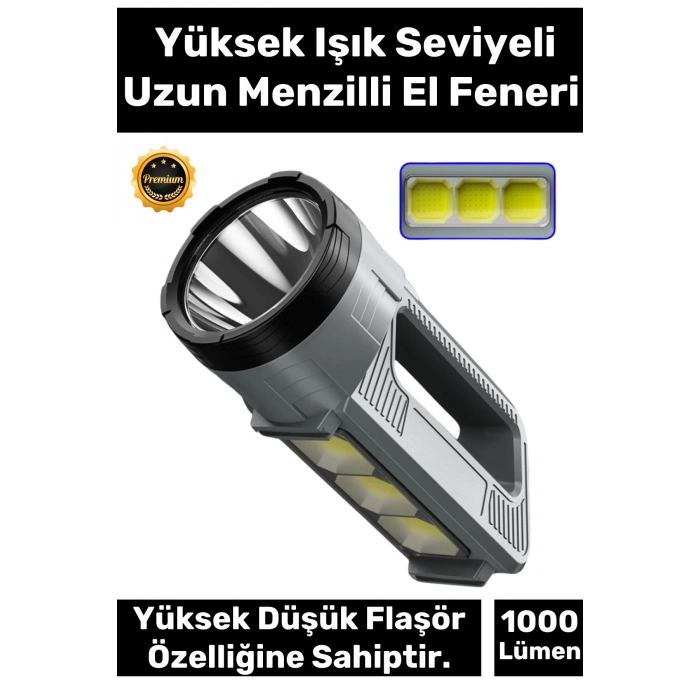 Premium Beyaz Kırmızı Işık Aydınlatma Telefon Şarj Edebilen Süper Güçlü Şarjlı Fener Masa Lambası