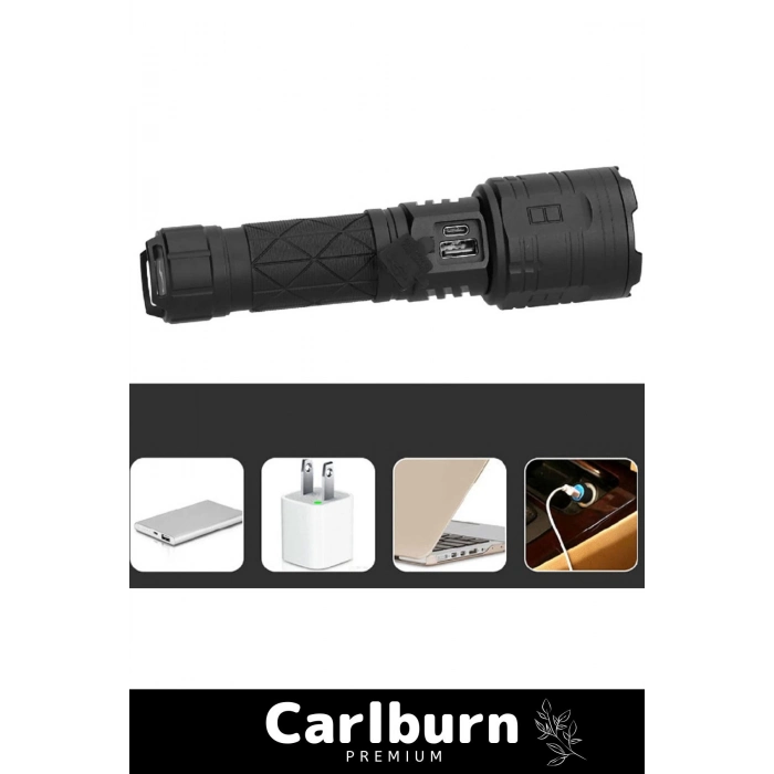 Premium 5 Modlu Gün Işığı Aydınlatma 750 Metre Menzil 8800 mAh 3000 Lümen Süper Güçlü El Feneri