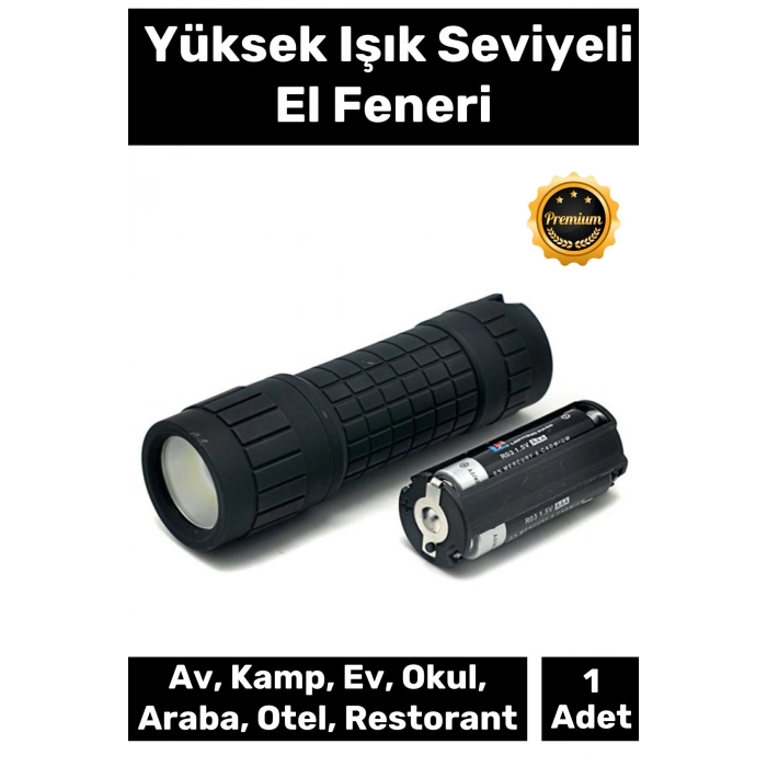 Özel Üretim Tek Modlu 10 Metre Menzilli Beyaz Aydınlatmalı 3 AAA Pille Çalışan SMD Ledli El Feneri