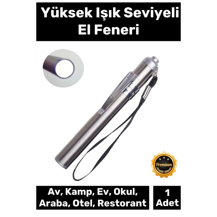 Deluxe Cep Boyu Tek Modlu 50 Metre Menzilli 1 Pille Çalışan Beyaz Aydınlatmalı Mini Güçlü El Feneri