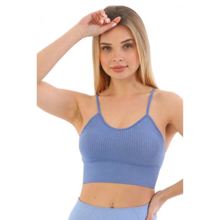 Özel Üretim Göğüs Toparlayıcı Sarkma Önleyen Spor Günlük İnce İp Askılı Pedli Fitilli Crop Büstiyer