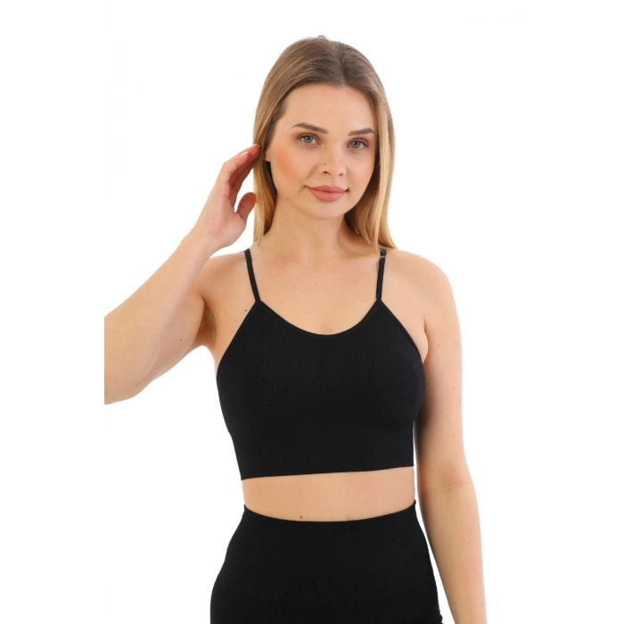 Özel Üretim Göğüs Toparlayıcı Sarkma Önleyen Spor Günlük İnce İp Askılı Pedli Fitilli Crop Büstiyer