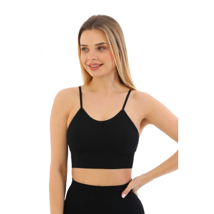 Özel Üretim Göğüs Toparlayıcı Sarkma Önleyen Spor Günlük İnce İp Askılı Pedli Fitilli Crop Büstiyer