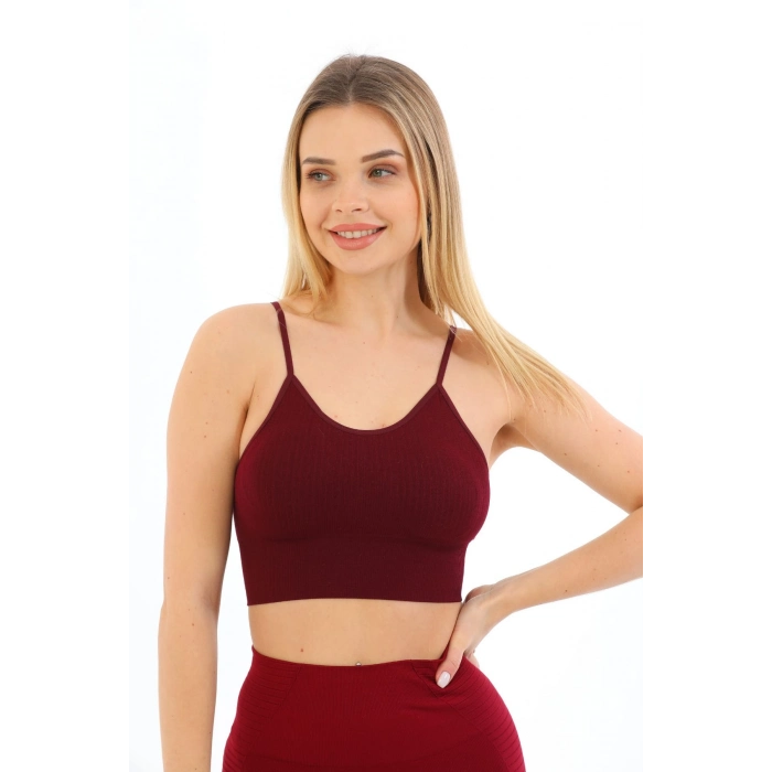 Özel Üretim Göğüs Toparlayıcı Sarkma Önleyen Spor Günlük İnce İp Askılı Pedli Fitilli Crop Büstiyer