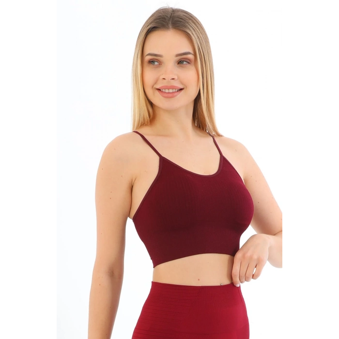 Özel Üretim Göğüs Toparlayıcı Sarkma Önleyen Spor Günlük İnce İp Askılı Pedli Fitilli Crop Büstiyer