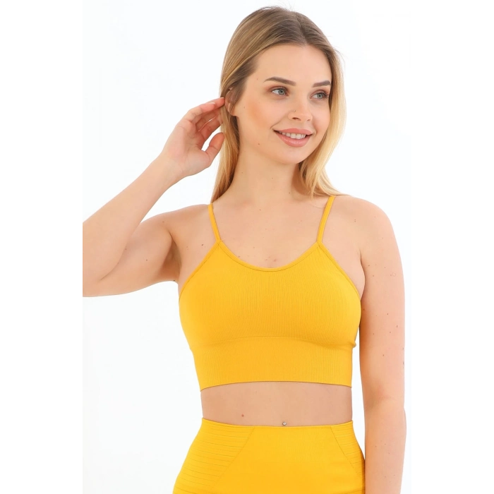Özel Üretim Göğüs Toparlayıcı Sarkma Önleyen Spor Günlük İnce İp Askılı Pedli Fitilli Crop Büstiyer