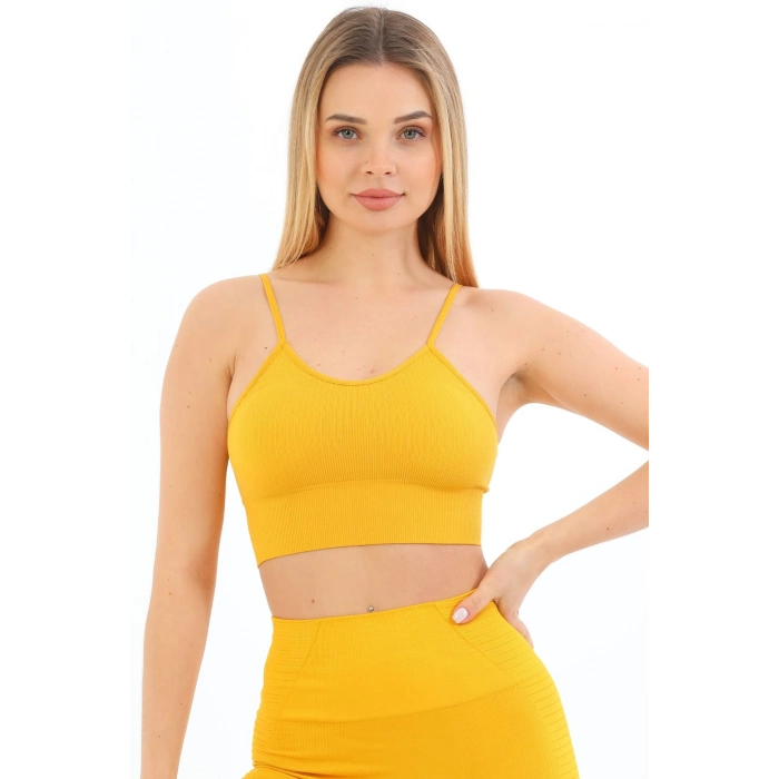 Özel Üretim Göğüs Toparlayıcı Sarkma Önleyen Spor Günlük İnce İp Askılı Pedli Fitilli Crop Büstiyer