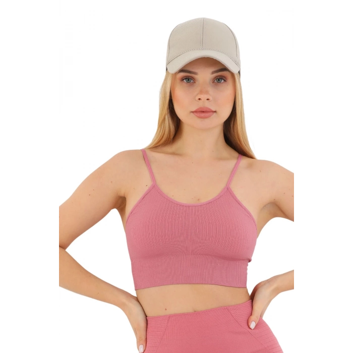 Özel Üretim Göğüs Toparlayıcı Sarkma Önleyen Spor Günlük İnce İp Askılı Pedli Fitilli Crop Büstiyer