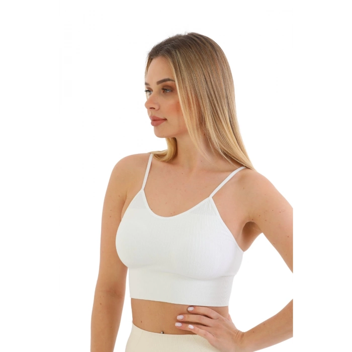 Özel Üretim Göğüs Toparlayıcı Sarkma Önleyen Spor Günlük İnce İp Askılı Pedli Fitilli Crop Büstiyer