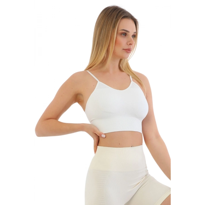 Özel Üretim Göğüs Toparlayıcı Sarkma Önleyen Spor Günlük İnce İp Askılı Pedli Fitilli Crop Büstiyer