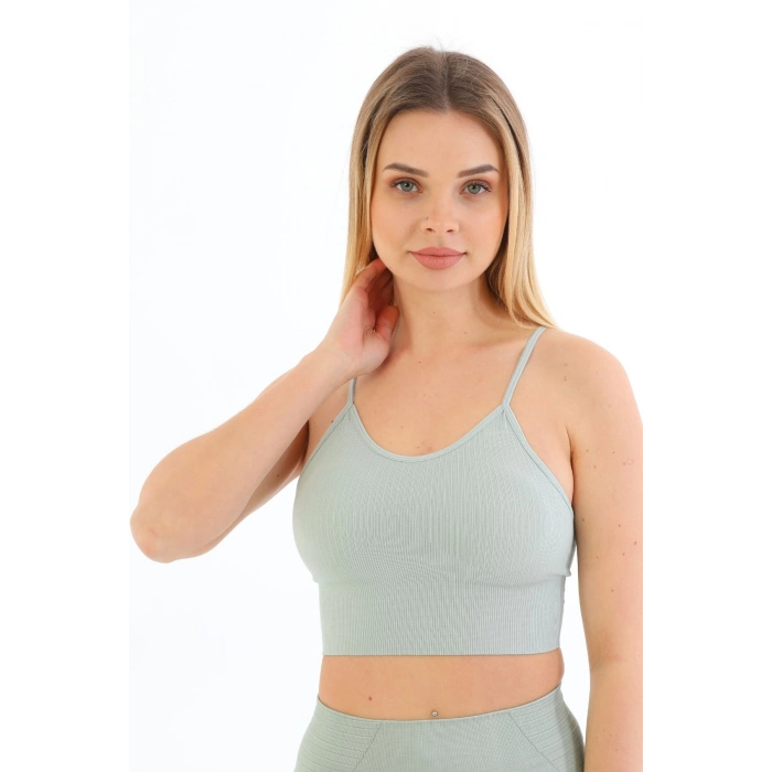 Özel Üretim Göğüs Toparlayıcı Sarkma Önleyen Spor Günlük İnce İp Askılı Pedli Fitilli Crop Büstiyer
