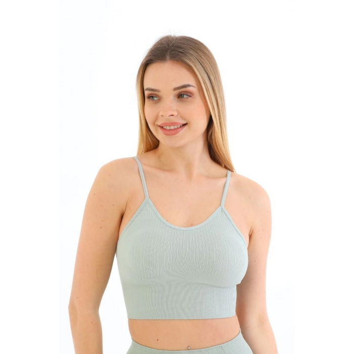 Özel Üretim Göğüs Toparlayıcı Sarkma Önleyen Spor Günlük İnce İp Askılı Pedli Fitilli Crop Büstiyer