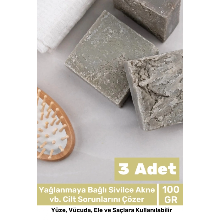Lüks %100 Doğal Güzel Kokulu El Yüz Saç Vücut Cilt Orijinal Bitkisel Termal Kil Sabunu 100G - 3 Adet