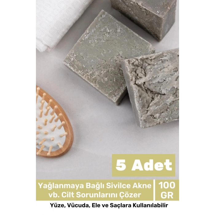 Lüks %100 Doğal Güzel Kokulu El Yüz Saç Vücut Cilt Orijinal Bitkisel Termal Kil Sabunu 100G - 5 Adet