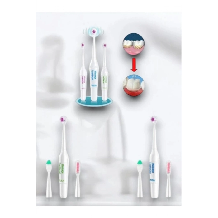 Antibakteriyel Ergonomik Masaj Özellikli Yumuşak Doku Ağız Sağlığı 3 Yedek Başlıklı Pilli Diş Fırça
