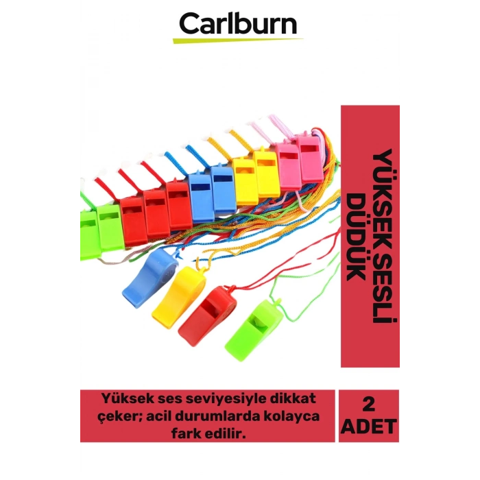 Premium Ultra Yüksek Sesli Çok Renkli Av Kamp Hakem Öğretmen Deprem Çağrı Acil Durum Düdüğü 2 Adet
