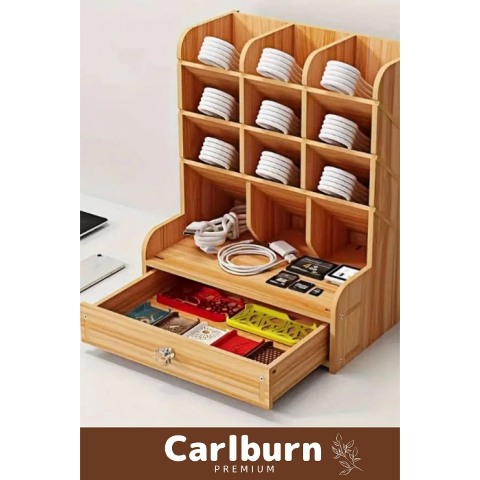 Özel Üretim Demonte Ev Ofis Çalışma Masası Dayanıklı Kolay Montaj Bölmeli Çekmeceli Ahşap Organizer