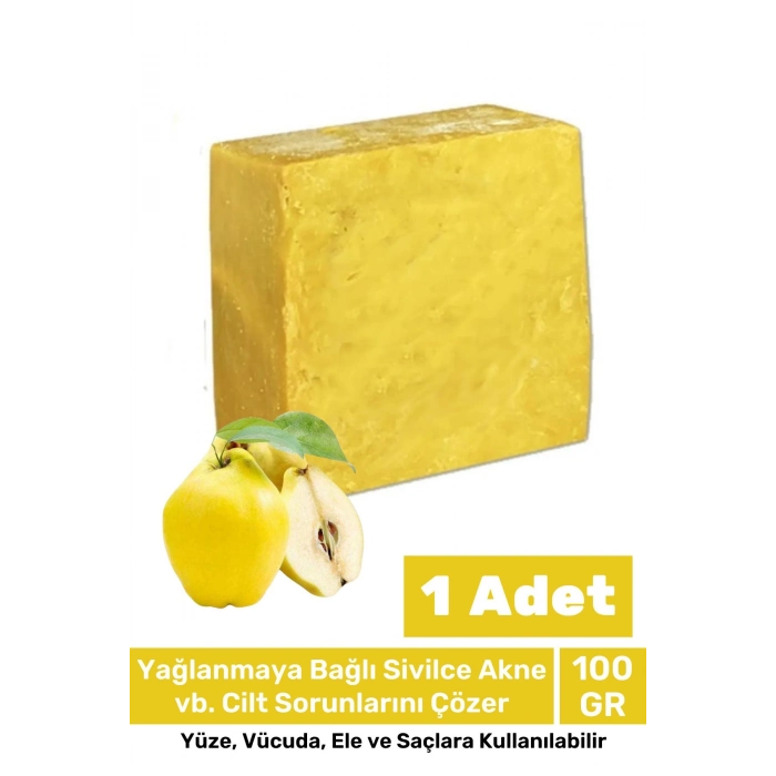 %100 Doğal Güzel Kokulu El Yüz Saç Vücut Cilt Orijinal Bitkisel Ayva Çekirdeği Sabunu 100G - 1 Adet