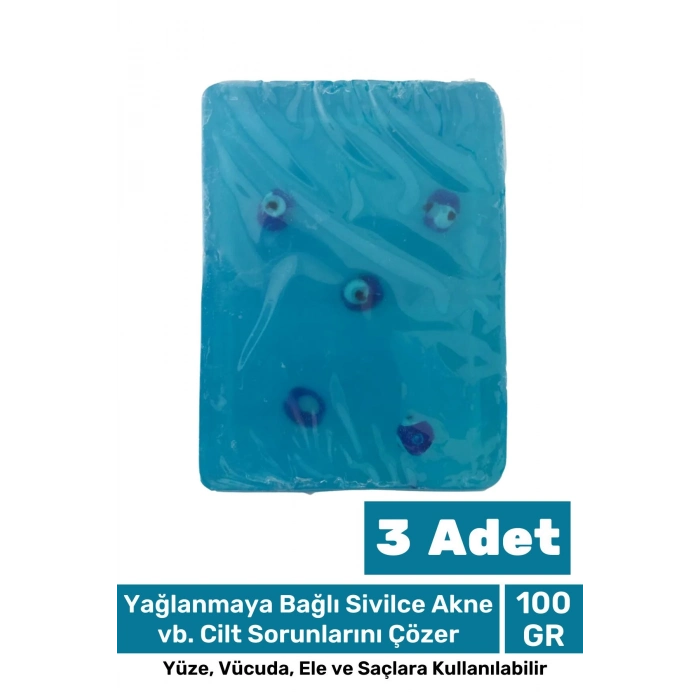 Güzel Kokulu El Yüz Saç Vücut Cilt Orijinal Bitkisel Nazar Boncuklu Okyanus Sabunu 100G - 3 Adet