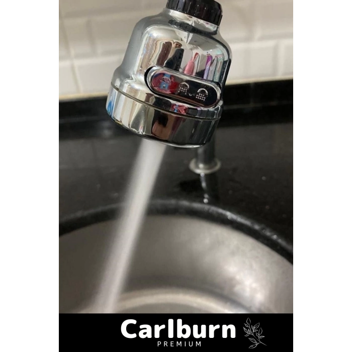 Ayarlanabilir Sert Plastik Krom 3 Fonksiyonlu 360 Derece Döner Tasarruflu Lavabo Başlığı Musluk Ucu