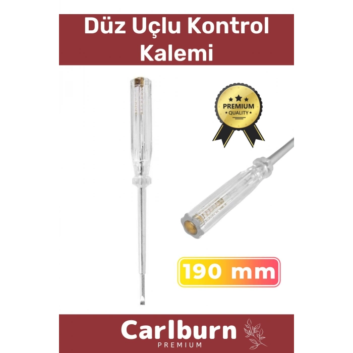 Premium Vida Atölye Ev İş Ofis Uzun Sağlam Dayanıklı Tornavida Düz Uçlu Kontrol Kalemi 190 mm