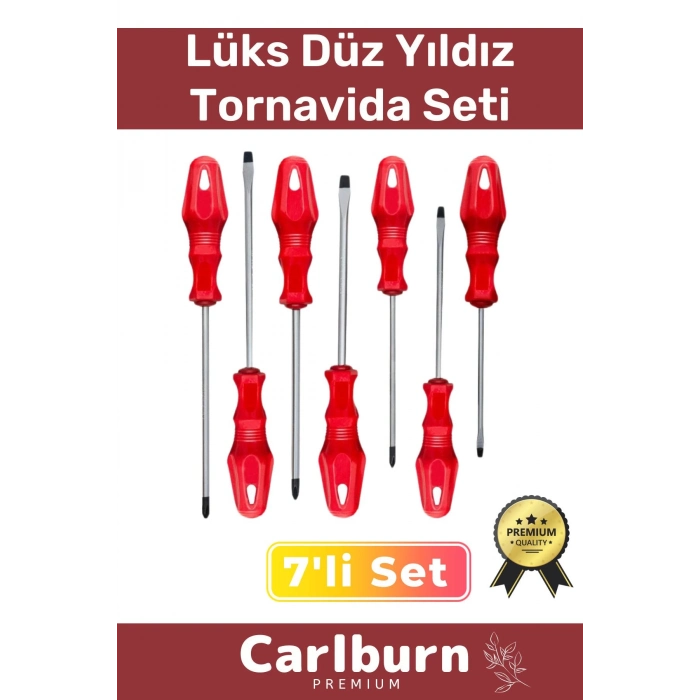Premium Dayanıklı Taşınabilir Sağlam Ergonomik Vidalama Tamir Tadilat Düz Yıldız 7li Tornavida Seti