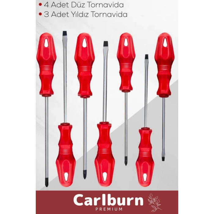 Premium Dayanıklı Taşınabilir Sağlam Ergonomik Vidalama Tamir Tadilat Düz Yıldız 7li Tornavida Seti