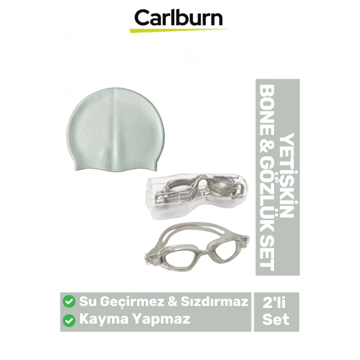 Kaymaz Su Geçirmez Silikon Yüzücü Elastik Yüzme Şapkası Havuz Deniz Bone 2’li Yetişkin Seti