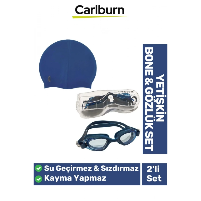 Kaymaz Su Geçirmez Silikon Yüzücü Elastik Yüzme Şapkası Havuz Deniz Bone 2’li Yetişkin Seti