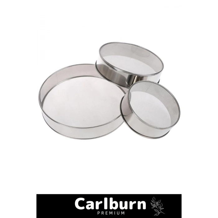 Premium Paslanmaz Çelik İnce Tel Örgülü Sağlam Küçük Orta Büyük Boy 3lü Un Şeker Pirinç Eleği Seti