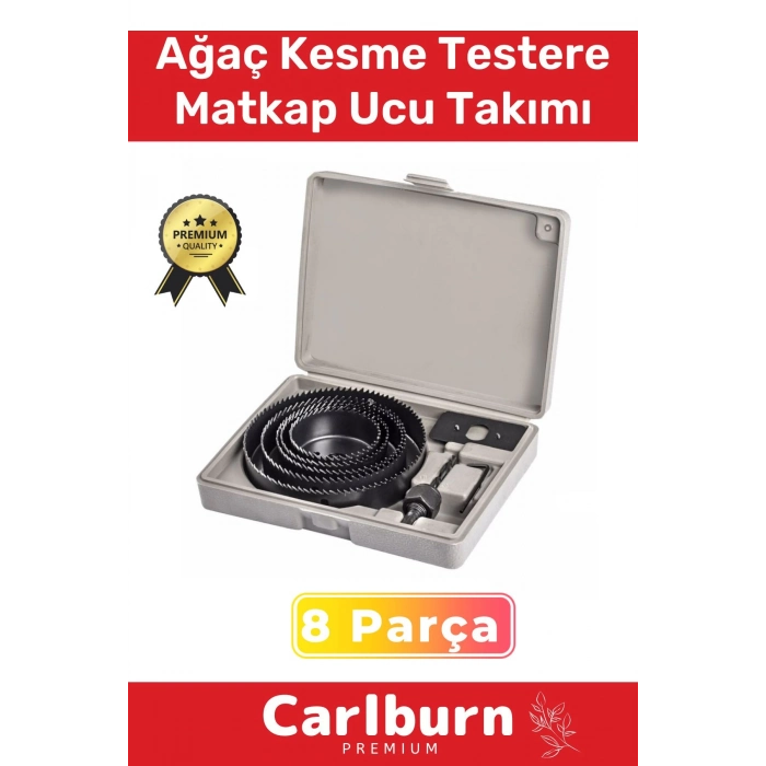 Premium 8 Parça Panç Seti Ağaç Kesme Alyan Anahtarlı Alçıpan Tavan Kesme Matkap Ucu Takımı