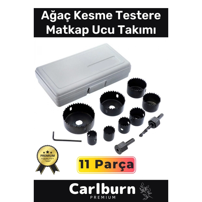 Premium 11 Parça Panç Seti Ağaç Kesme Alyan Anahtarlı Alçıpan Tavan Kesme Matkap Ucu Takımı