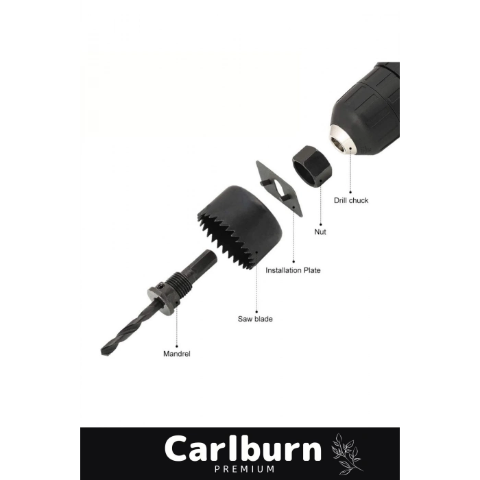 Premium 16 Parça Panç Seti Ağaç Kesme Alyan Anahtarlı Alçıpan Tavan Kesme Matkap Ucu Takımı